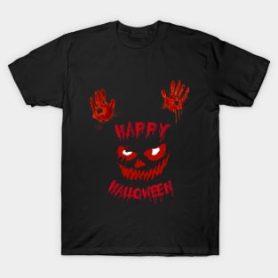 bloody halloween pumpkin face T-Shirt